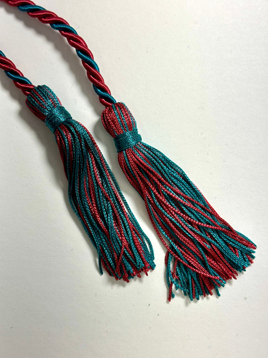 Cardinal Red, Teal Blue, Graduation Honor Cord, Twisted Cord