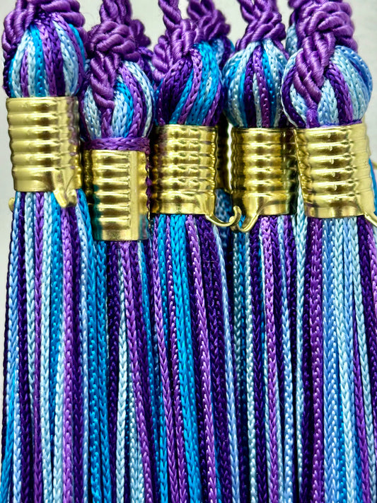 Purple, Violet, Ocean blue, Sky Blue, light Blue 5 color Graduation Tassel (add your very own year)