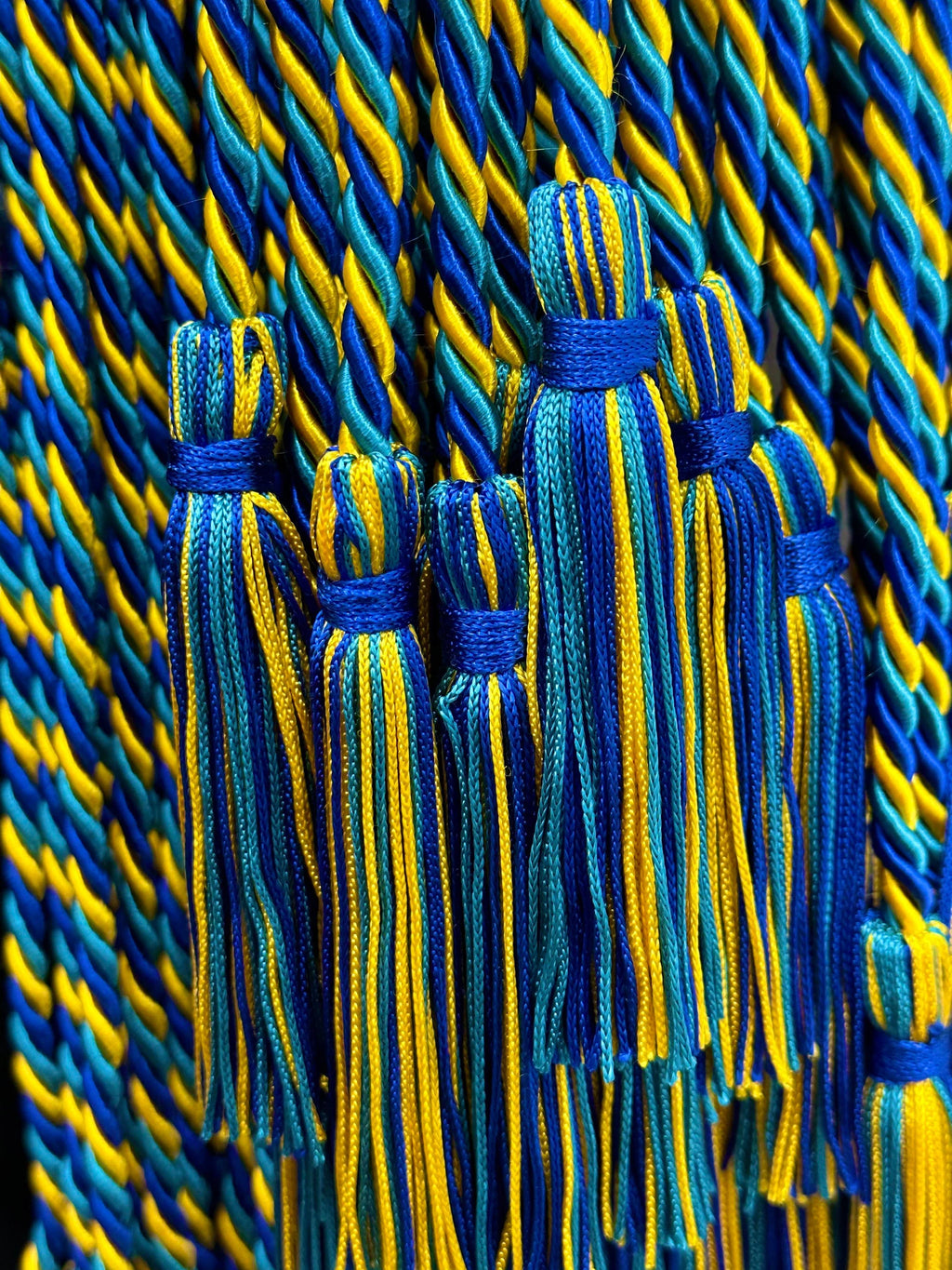 Gold, Royal Blue, Teal Graduation Honor Cord