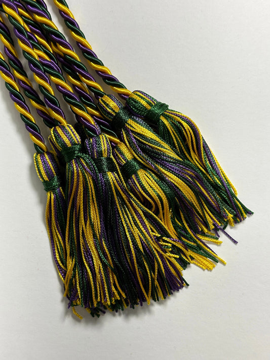 Green, Purple, Yellow Gold Graduation cord, Honor Cord