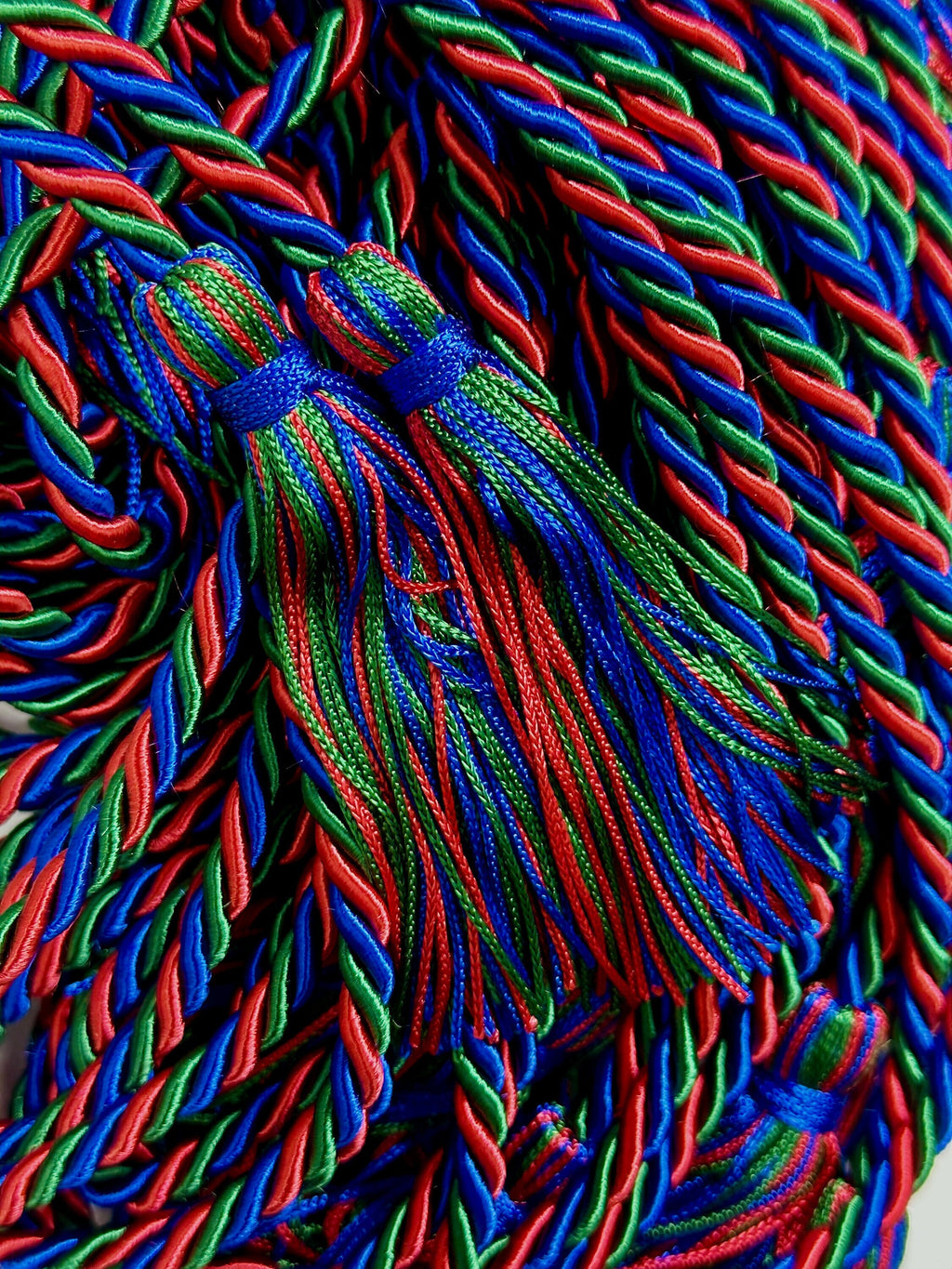 Green, Red, Royal Blue Graduation cord, Honor Cord