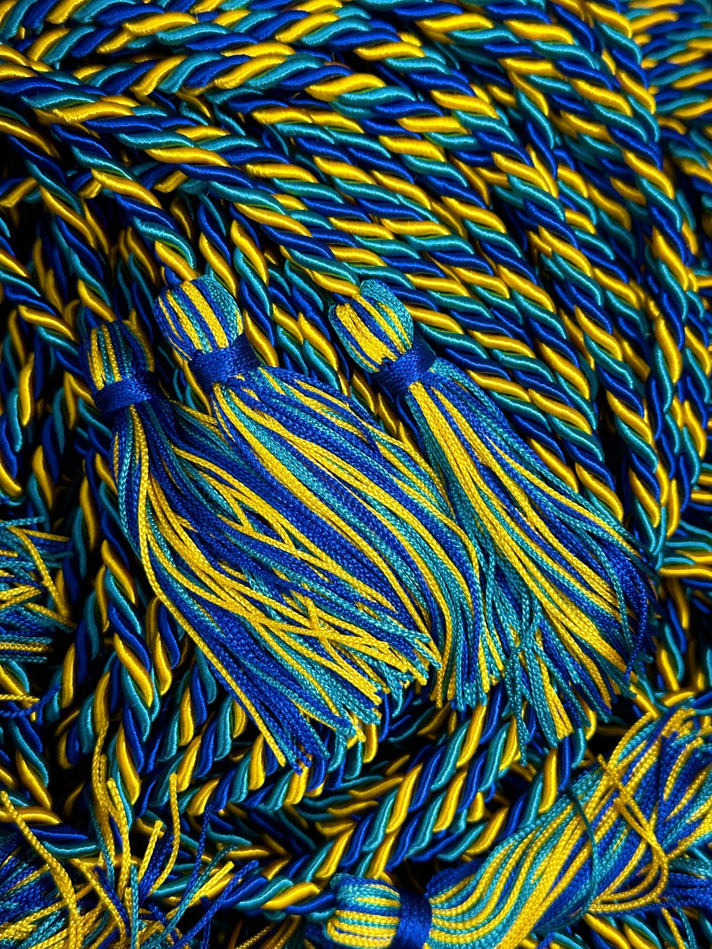 Gold, Royal Blue, Teal Graduation Honor Cord