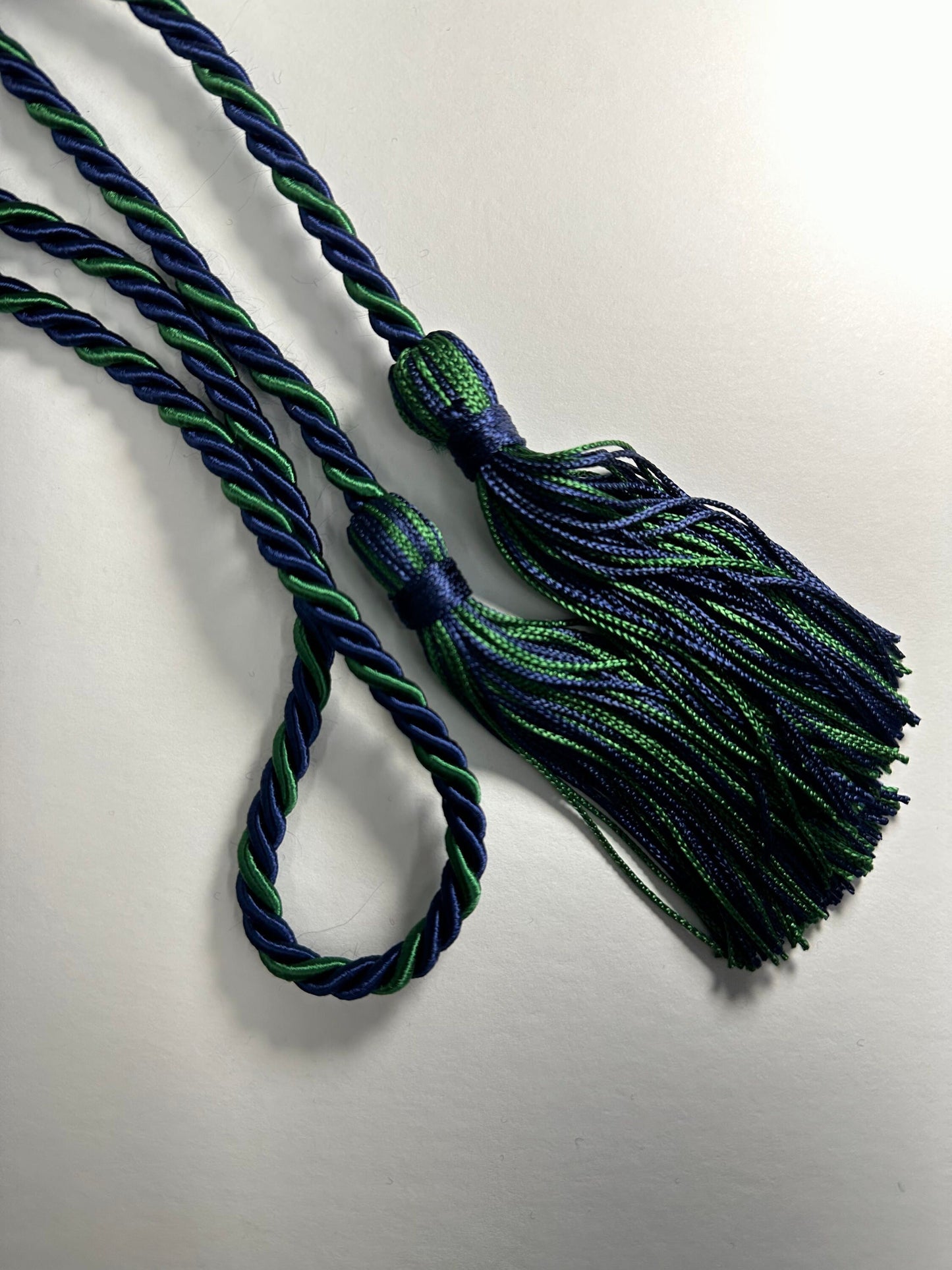 Green, Navy Blue Graduation Honor Cord, twisted Cord