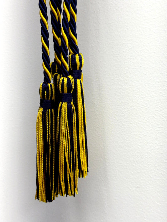 Navy Blue, Yellow Graduation cord, Honor Cord, Twisted Cord