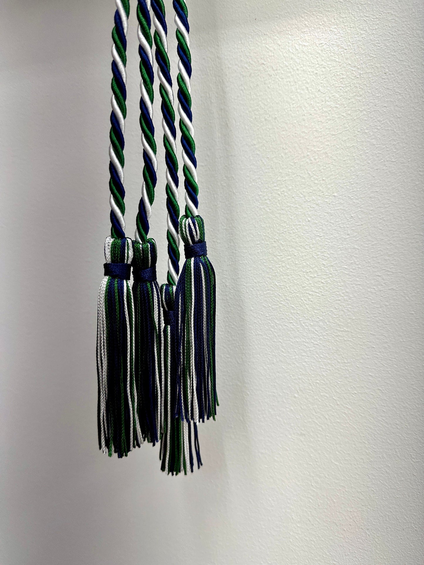 Green, Navy, White Graduation Honor Cord Twisted Cord