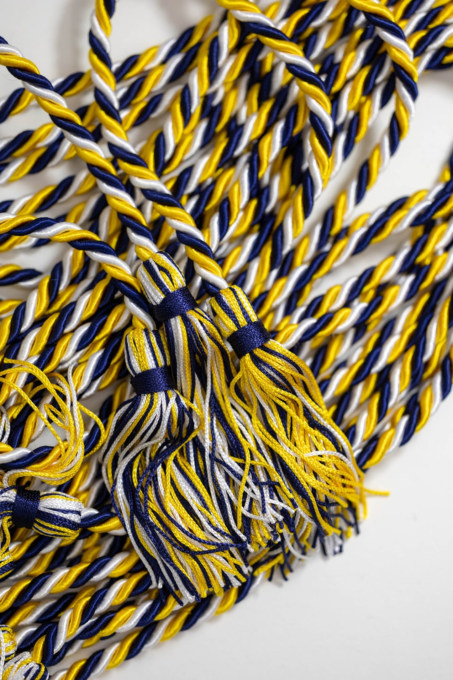 Silver Grey, Royal Blue, Yellow Graduation cord, Honor Cord