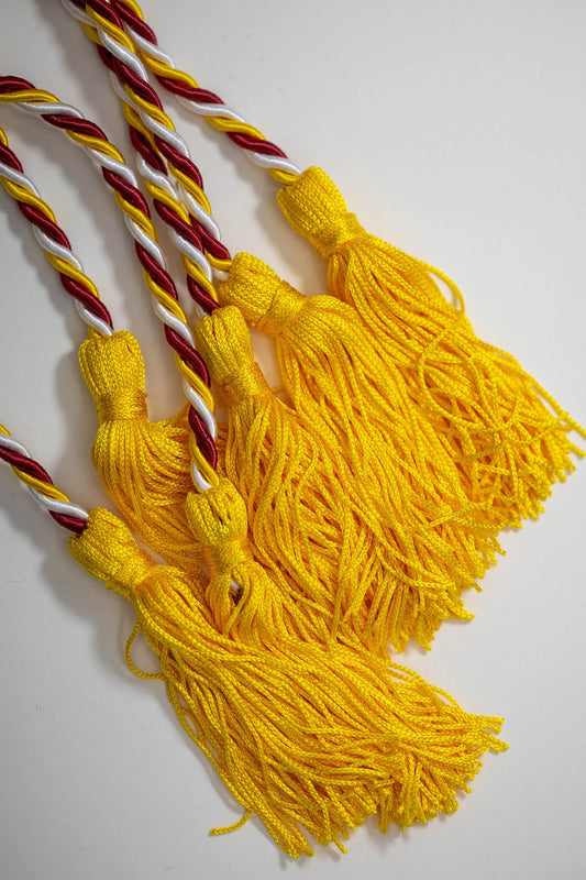 Yellow, Maroon, White Graduation cord, Honor Cord