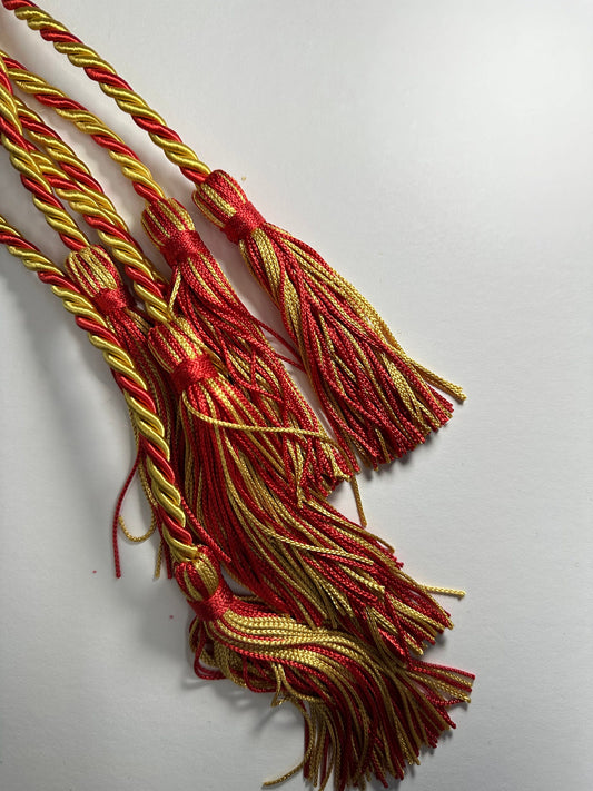 Old Gold Yellow/ Antique Gold, Red Graduation Honor Cord, Twisted Cord