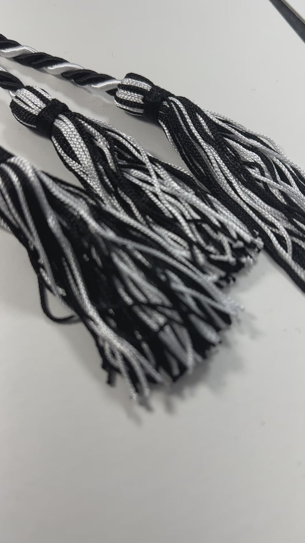 Black, Black, Silver Graduation cord, Honor Cord, Twisted Cord,